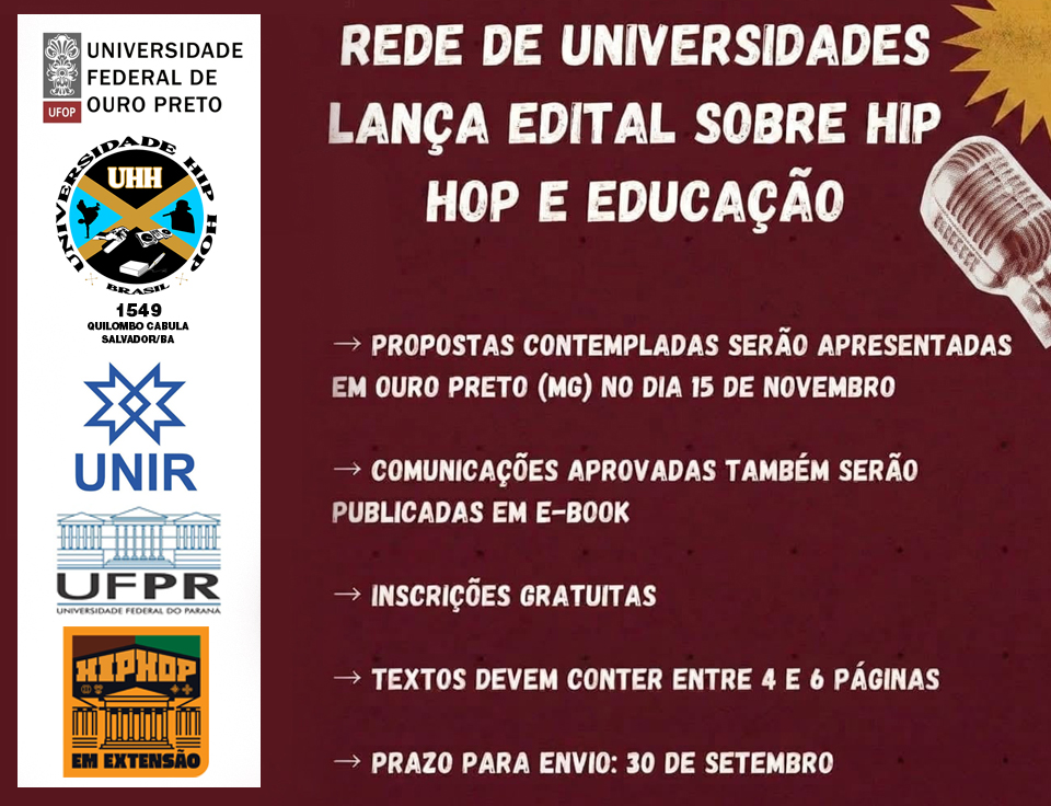 Rede de universidades lança edital para publicações sobre Hip Hop e Educação